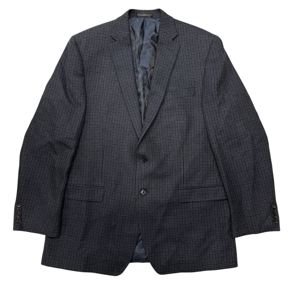 Lauren Ralph Lauren Mens 44L Blue Black Wool Micro‎ Check Blazer Sport Coat